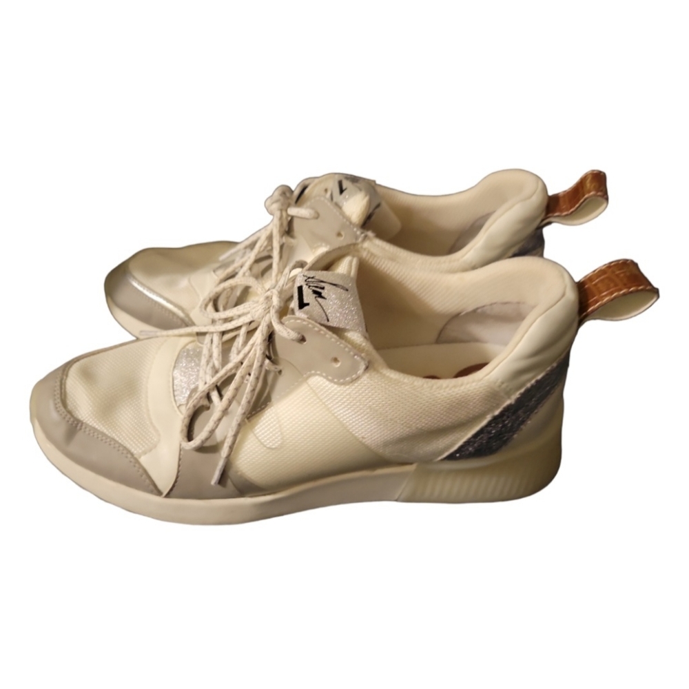 Sam Edelman grey Darsie Fashion Sneakers Athletic Shoes Leather Mesh 10012.
